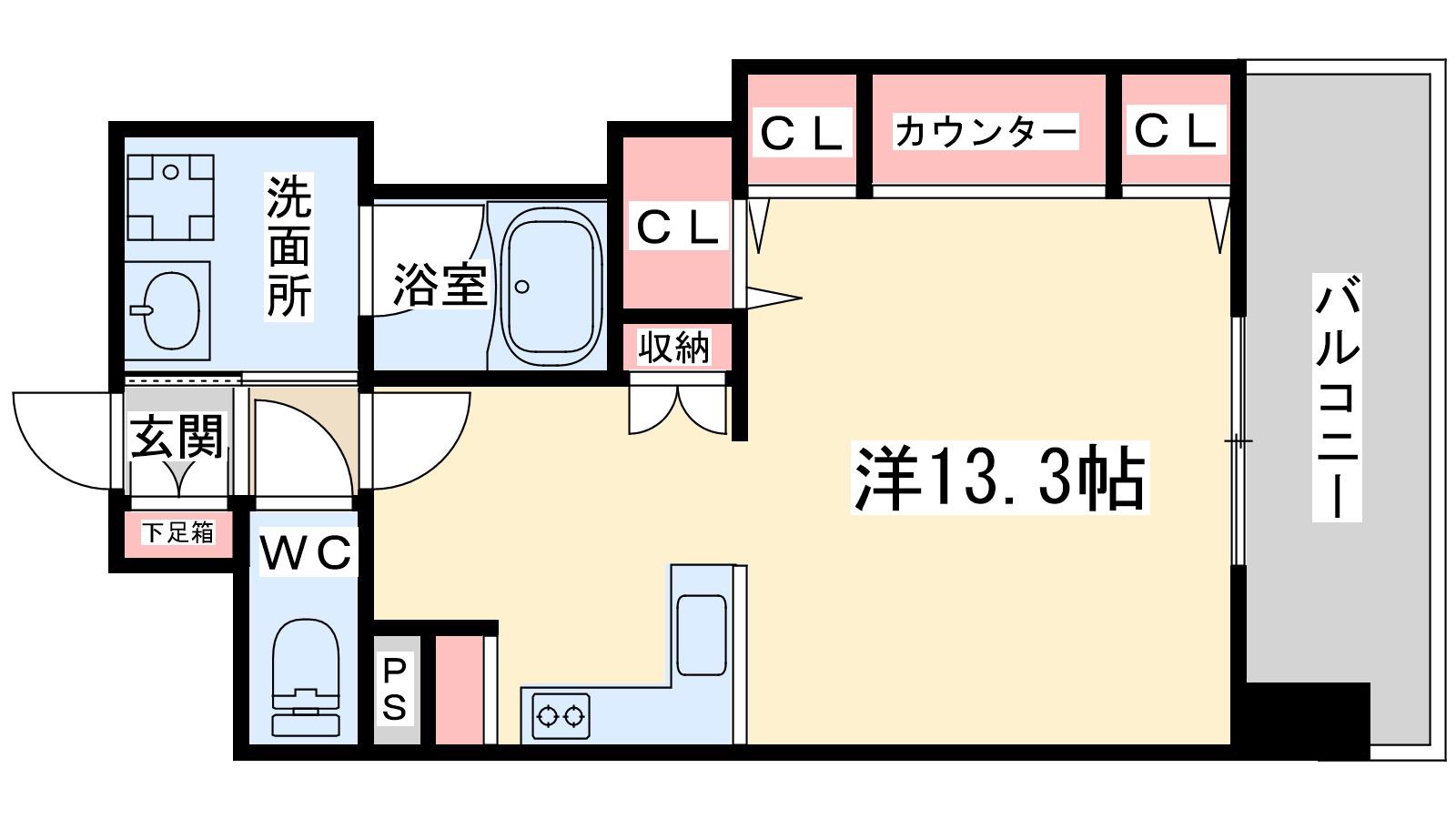 カイセイ梅田(ワンルーム/9階)の間取り写真