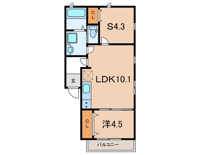 大蔵中町ハイツ(1SLDK/1階)の間取り写真