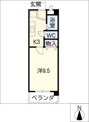 スカイル幸(1K/3階)の間取り写真