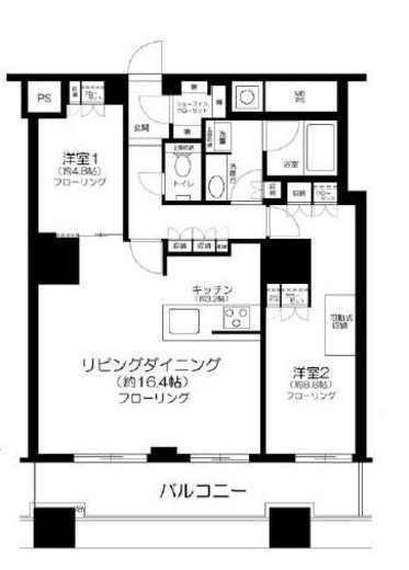 ザ・パークハウス西新宿タワー60(2LDK/7階)の間取り写真