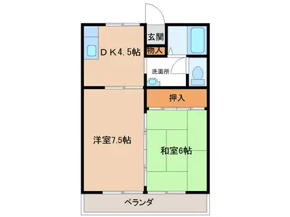 アーバンシティ末広(2DK/2階)の間取り写真