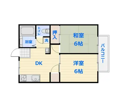 ハイツよしみ第1(2DK/2階)の間取り写真