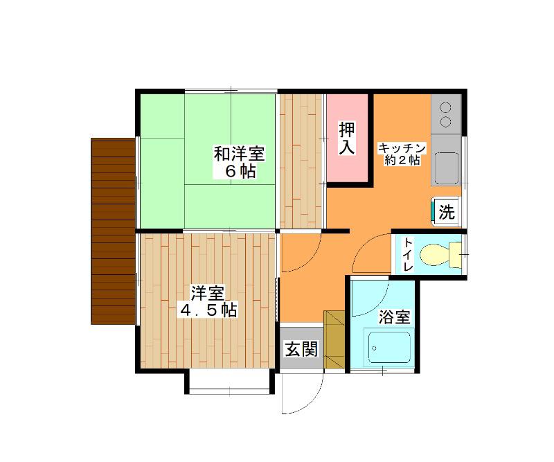 サンハイツ(2K/1階)の間取り写真