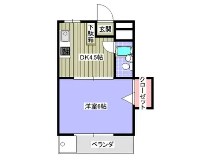 中川アパート(1DK/4階)の間取り写真