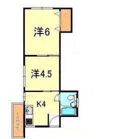 シャトー御影(2K/4階)の間取り写真