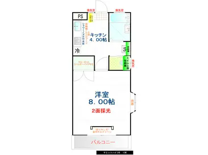 サミットハイツB(1DK/1階)の間取り写真