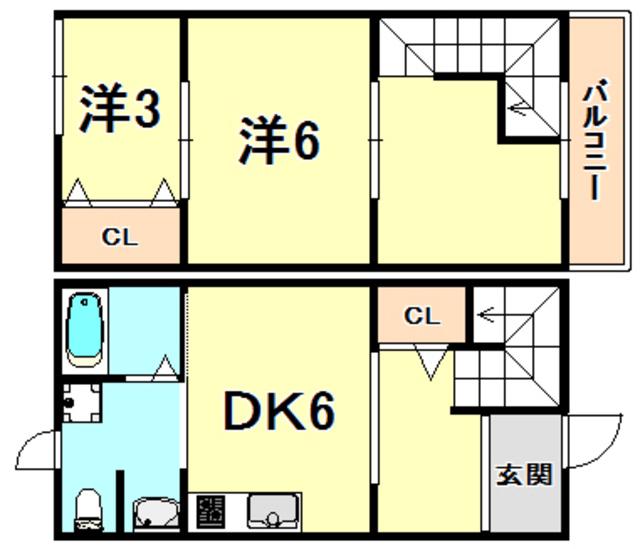 テラスミト(2DK/1階)の間取り写真