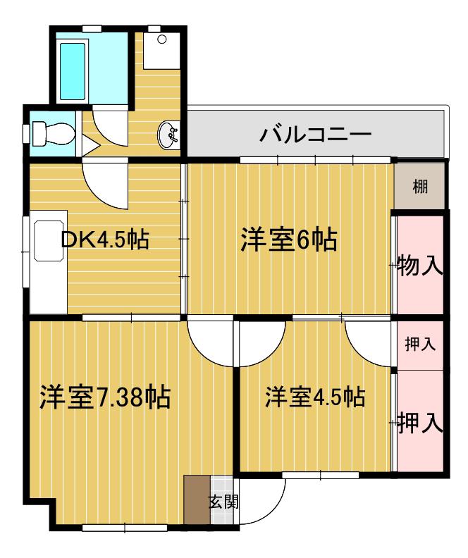 大手町マンション(3K/3階)の間取り写真