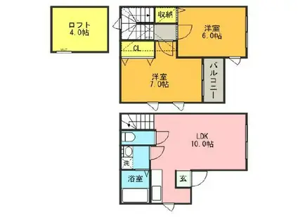 ベルリード新長田(2LDK/1階)の間取り写真