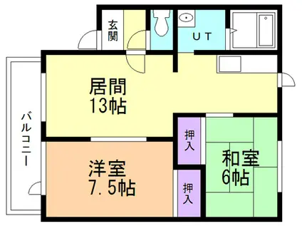 シオンハイツII(2LDK/1階)の間取り写真