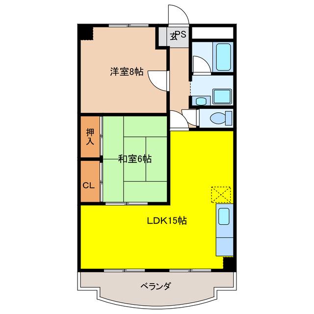 東新ビル(2LDK/4階)の間取り写真