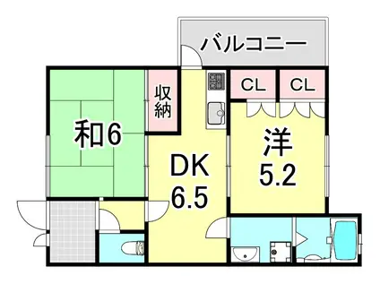 須磨寺ハイム(2DK/1階)の間取り写真