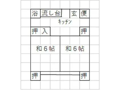 久留米フラワーハイツ西町(2DK/1階)の間取り写真