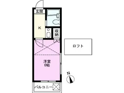 クロノス八木崎(1K/2階)の間取り写真