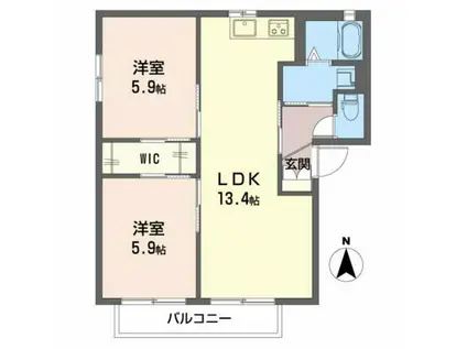 シャーメゾンラヴィ E棟(2LDK/2階)の間取り写真