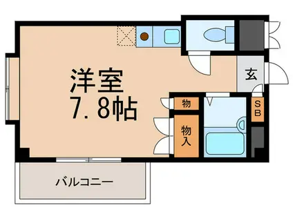 六甲シャレー(ワンルーム/1階)の間取り写真