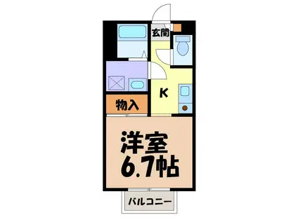 ラ・フォーレ萩原(1K/1階)の間取り写真