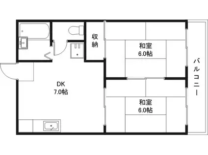 大橋アパート(2DK/2階)の間取り写真