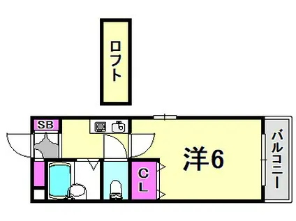 ハッピー塚口(1K/3階)の間取り写真