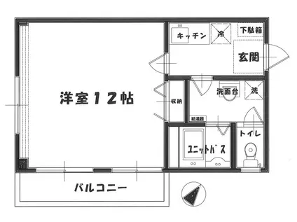 第2羽村マンション(1K/2階)の間取り写真