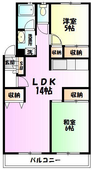 エクセルコート(3DK/1階)の間取り写真