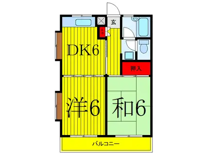 サンハイツ志茂多(2DK/3階)の間取り写真