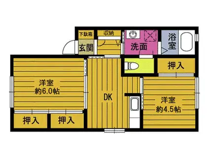 リビエラBUNGO豊岡II (2DK/1階)の間取り写真