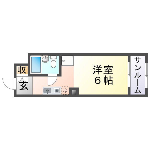 ソレイユ南武庫之荘(1K/1階)の間取り写真