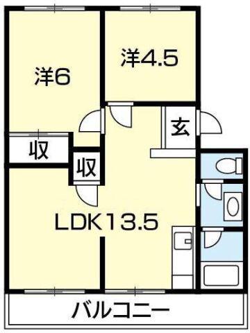 金沢マンション(2LDK/1階)の間取り写真