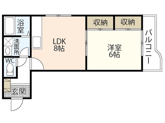 谷本レジデンス(1LDK/3階)の間取り写真