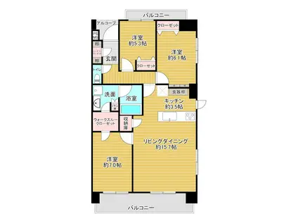 ダイアパレス高崎東町(3LDK/5階)の間取り写真