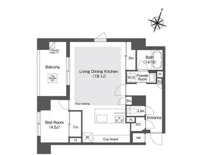 スタイリオ目黒大橋ヒルサイド(1LDK/1階)の間取り写真