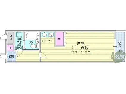 エスパシオ大町(ワンルーム/6階)の間取り写真