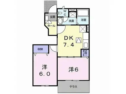 セレブレイトIII(2DK/1階)の間取り写真