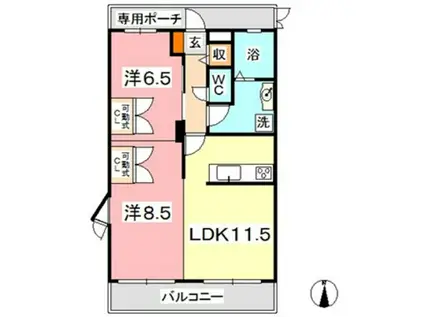 ルミナス(2LDK/2階)の間取り写真