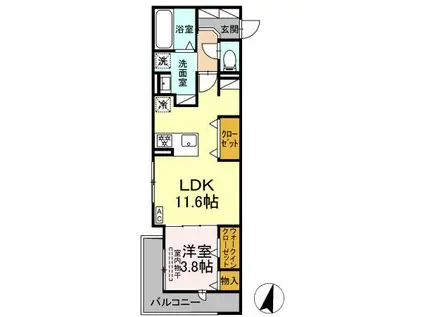 DIOSPERSIMMON長泉 I棟(1LDK/3階)の間取り写真