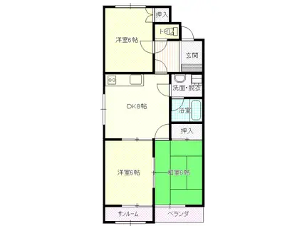 ヴィラ松島(3DK/4階)の間取り写真