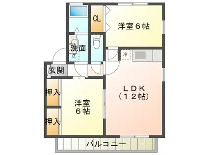 カメリアII(2LDK/1階)の間取り写真