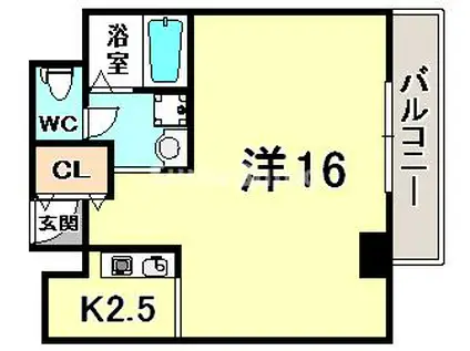 IPSXイースト(ワンルーム/10階)の間取り写真