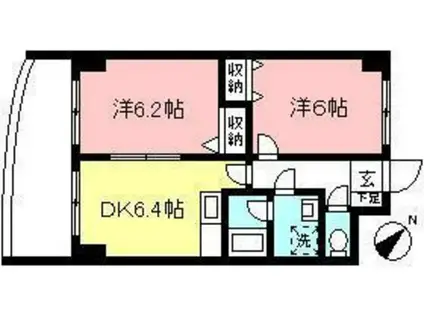 ラピス・登戸(2DK/4階)の間取り写真