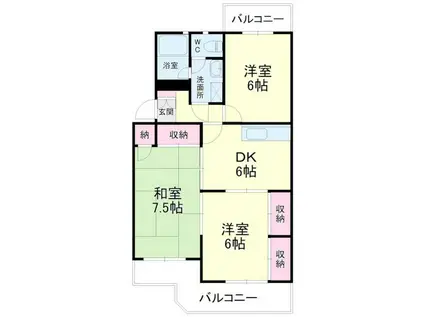 スカイシャトウ城山I(3DK/2階)の間取り写真
