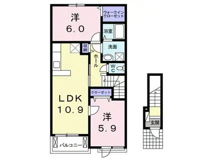 AILE(2LDK/2階)の間取り写真