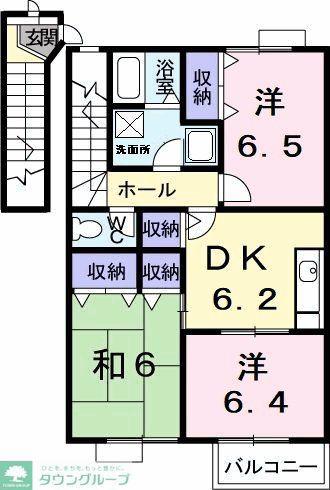 サニーヒルズ(3DK/2階)の間取り写真