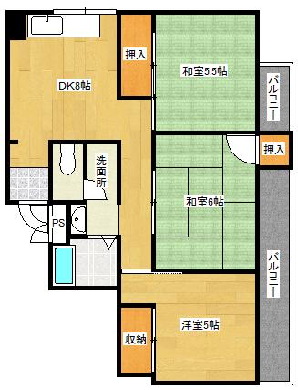 第2吉岡ビル(3DK/5階)の間取り写真