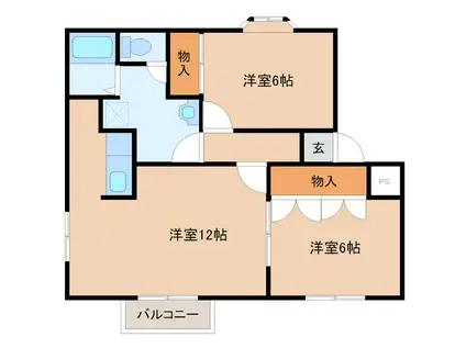 レゾ・ボヌールA(2LDK/2階)の間取り写真