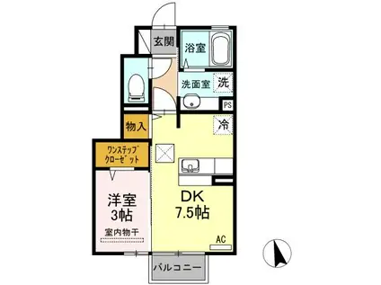 ル・ドミールならは(1DK/1階)の間取り写真