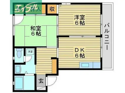 センシリティピカルIB棟(2DK/1階)の間取り写真