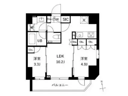 ES-GRANDE御徒町(2LDK/4階)の間取り写真