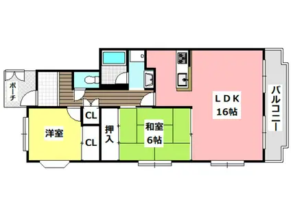 TメゾンシャルマントII(2LDK/4階)の間取り写真