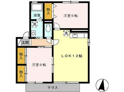 エストハウスC(2LDK/1階)の間取り写真